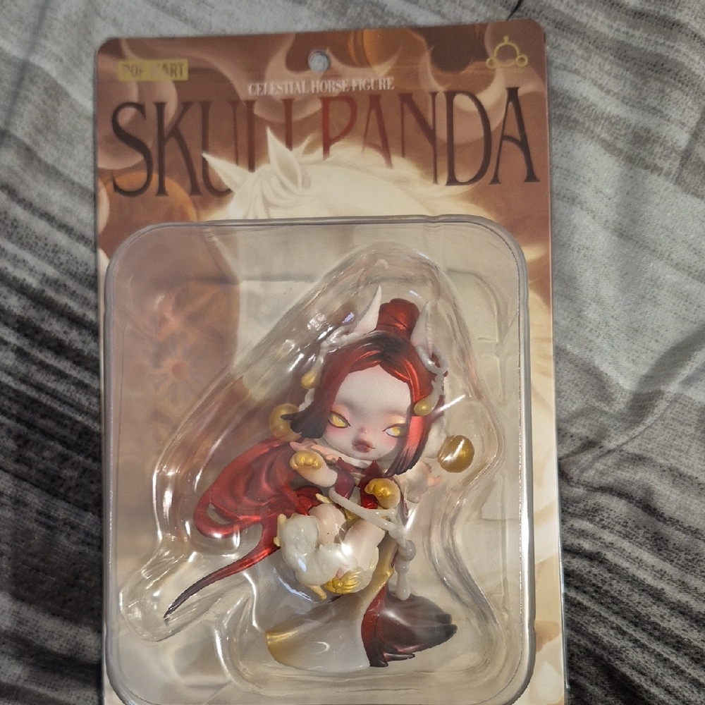SkullPanda Celestial Horse Figure - Red, White, Gold Figurine